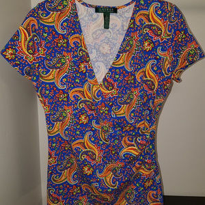 Like New Small Ralph Lauren Paisley Wrap Blouse